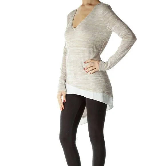 White House Black Market Beige Mottled Layered Knit - Picture 2 of 3